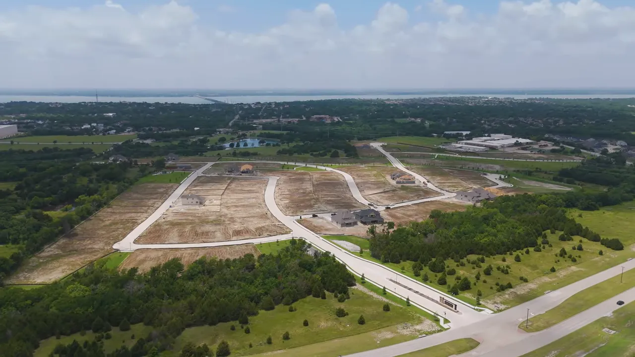 Aerial view of Park Hills neighborhood lots layout in Rockwall Texas