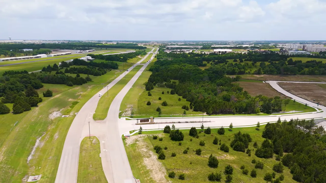 Aerial view of Park Hills showing main roads and surrounding landscape in Rockwall TX