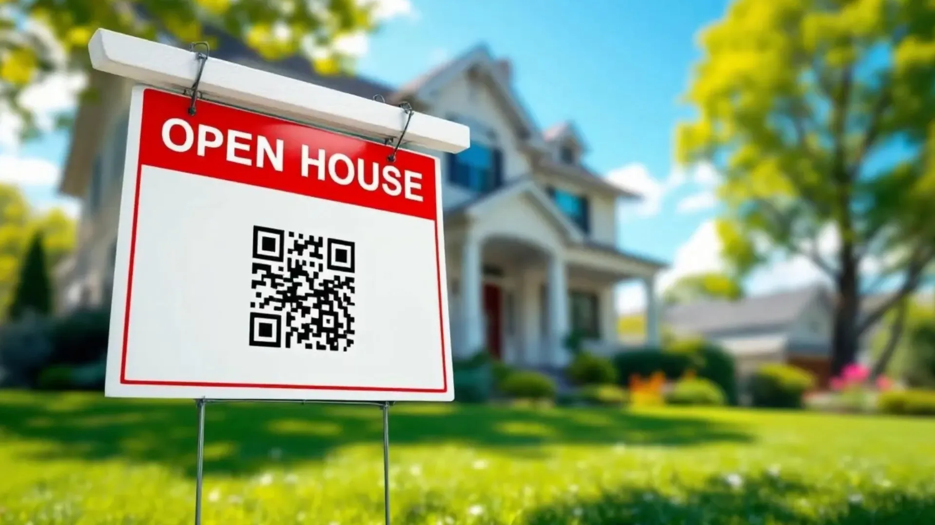 QR code on open house sign directing to dynamic landing page