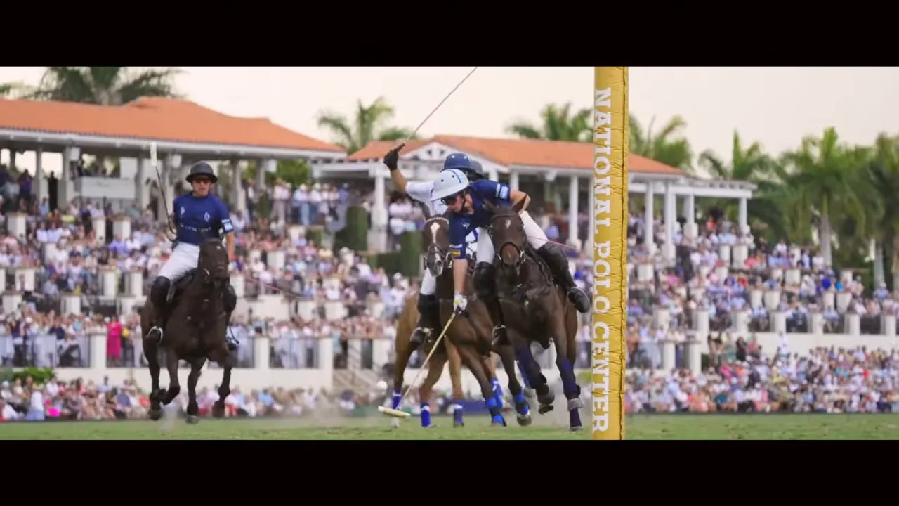 Riders competing in Wellington Florida during equestrian season with spectators in the stands