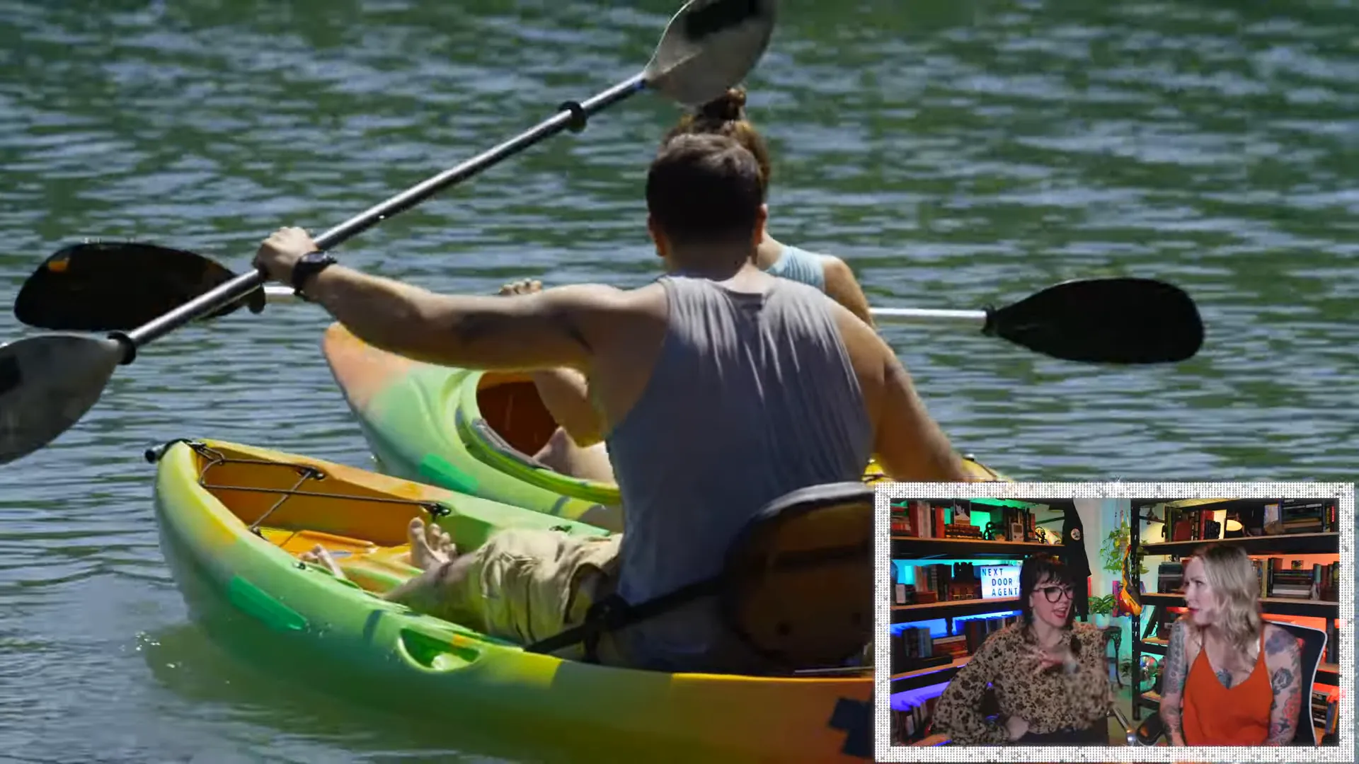 People kayaking and floating on a Missouri River tributary