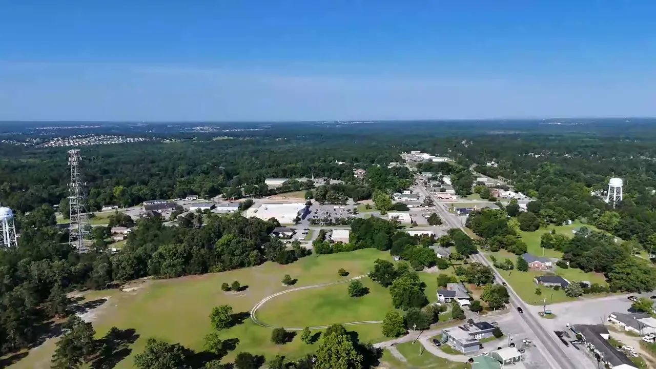 Aerial views of Columbia area neighborhoods lake and development