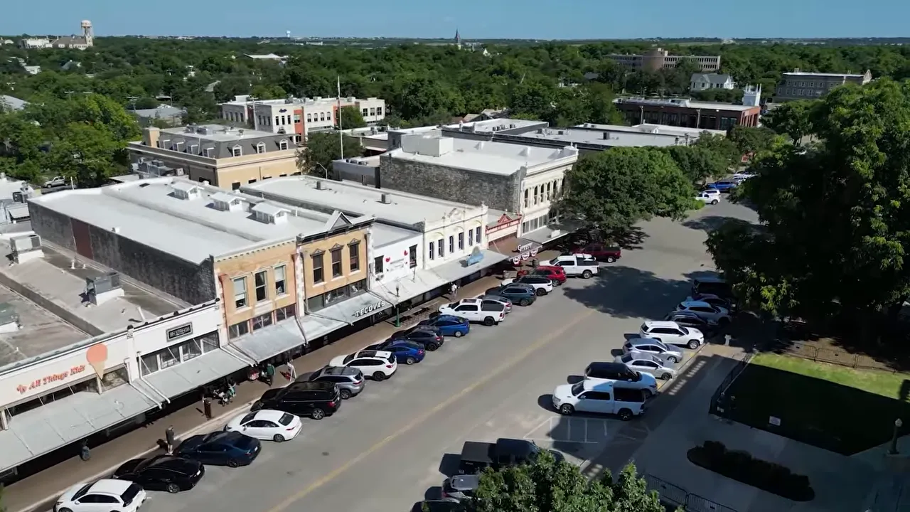 Aerial view of Georgetown downtown streets and buildings