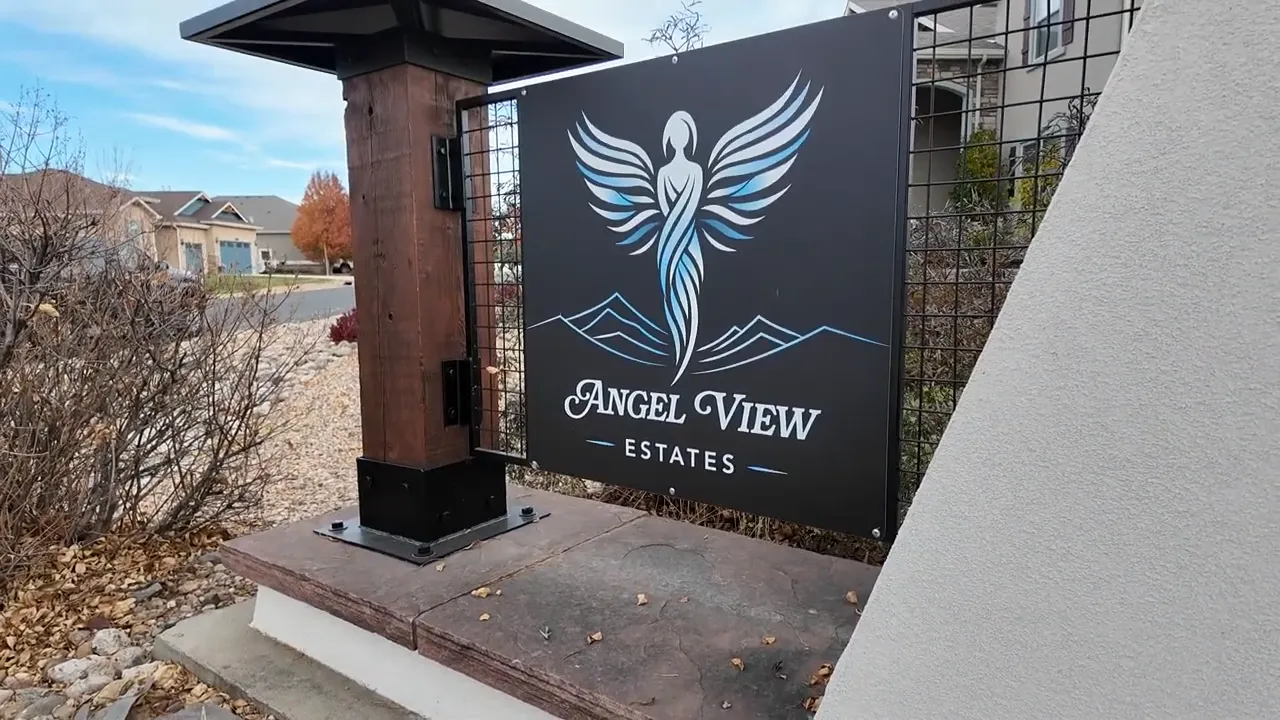 Angel View Estates entry gate and sign in Frederick Colorado