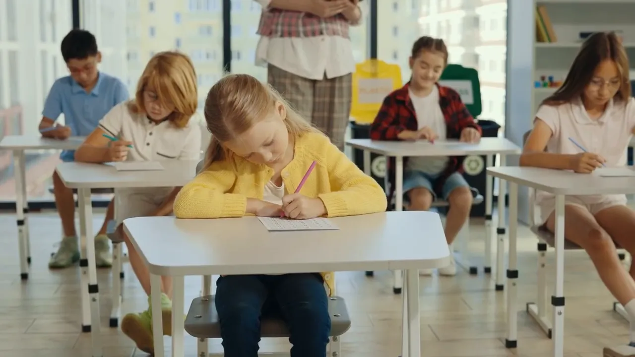 Students writing and learning in a classroom for Frederick Colorado schools section