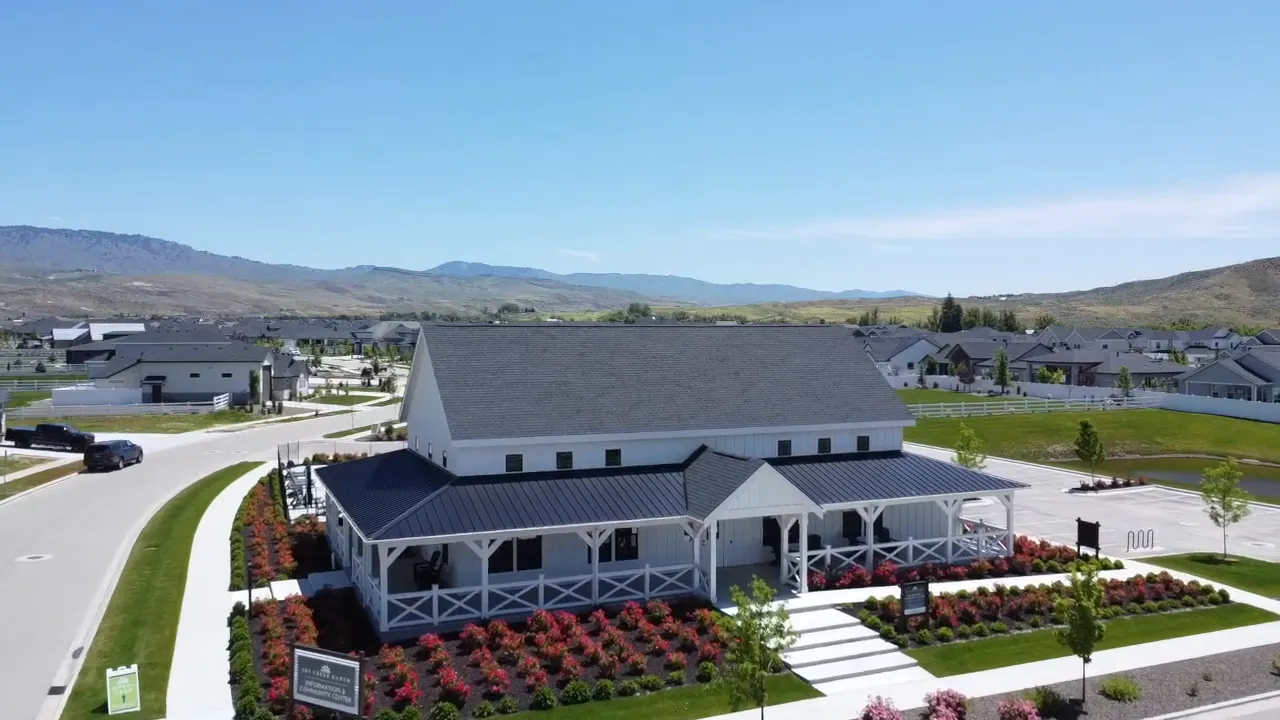 community clubhouse and outdoor pool in a hillside neighborhood