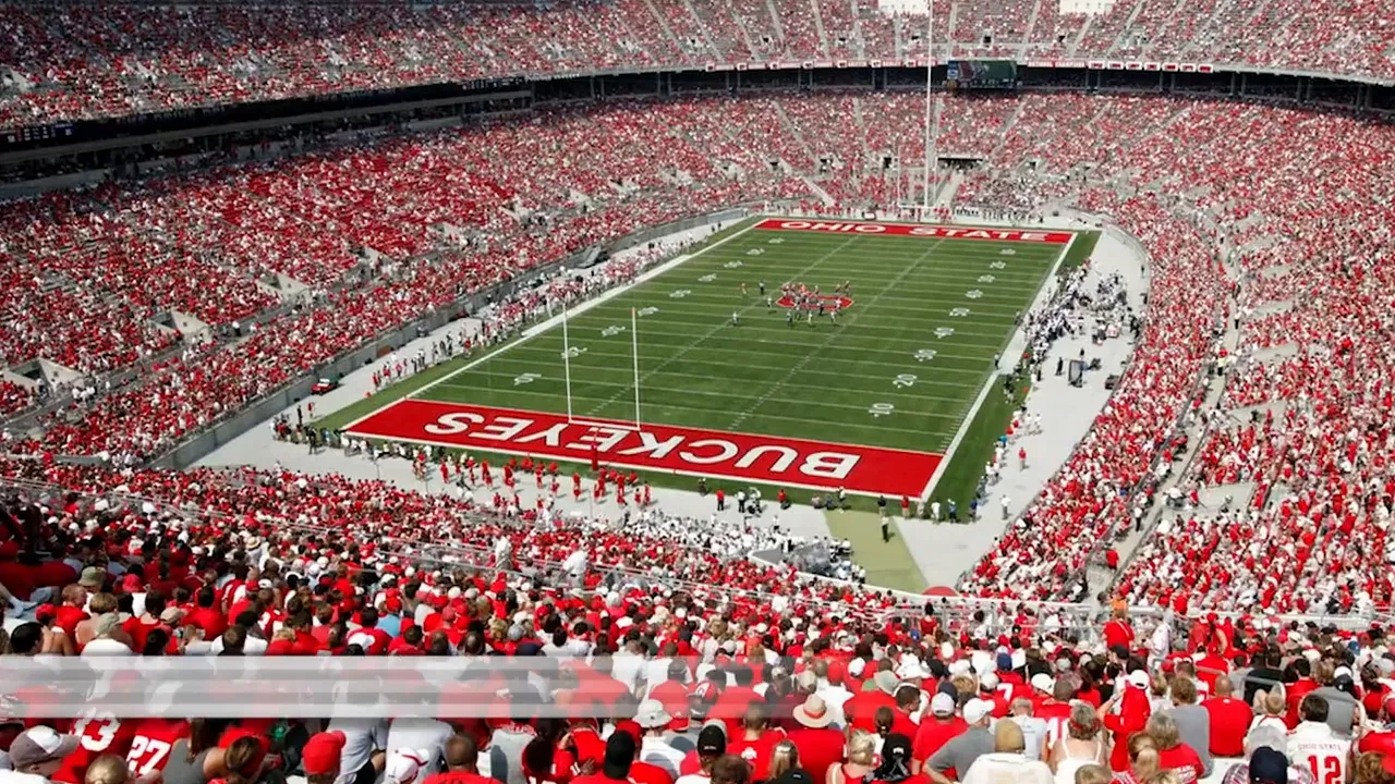 Ohio State Buckeyes football game in a packed stadium