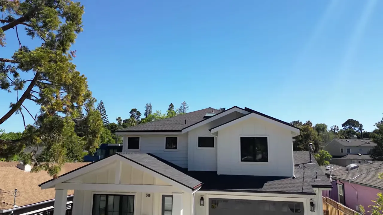 Residential home with a clear blue sky backdrop in San Carlos, California