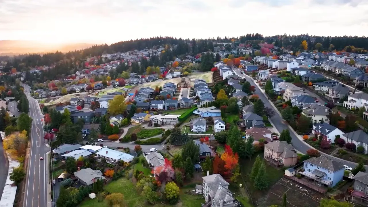 Aerial view of Tigard neighborhoods with value location and livability text