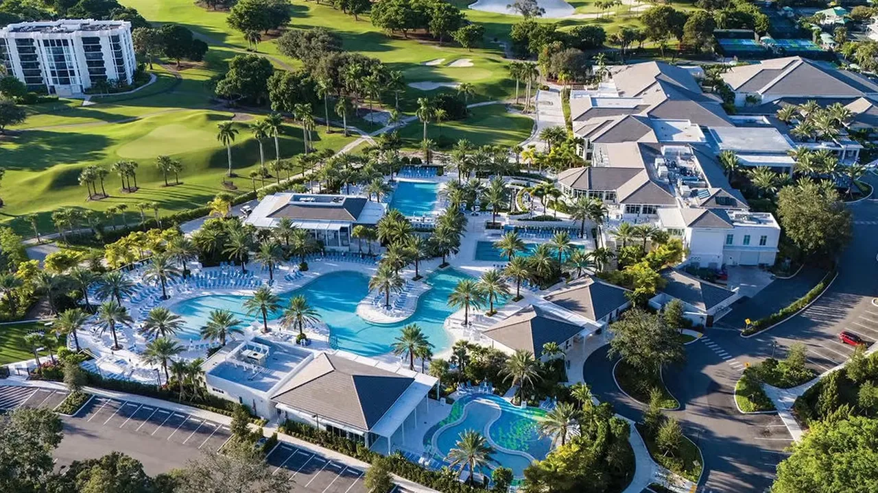 Aerial views of Boca Raton luxury resort community and waterfront homes