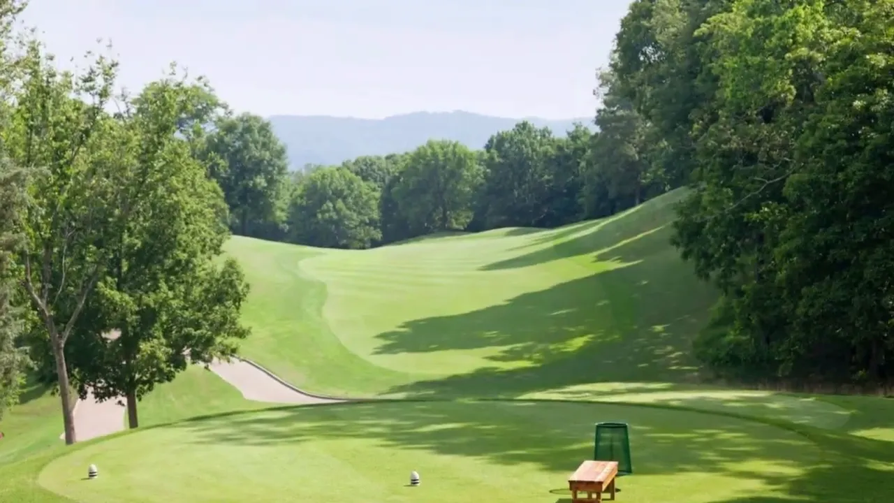 Overview of a golf course fairway showing the landscape layout