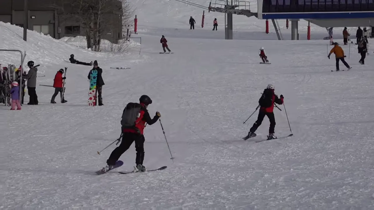 People skiing on a mountain slope in Idaho