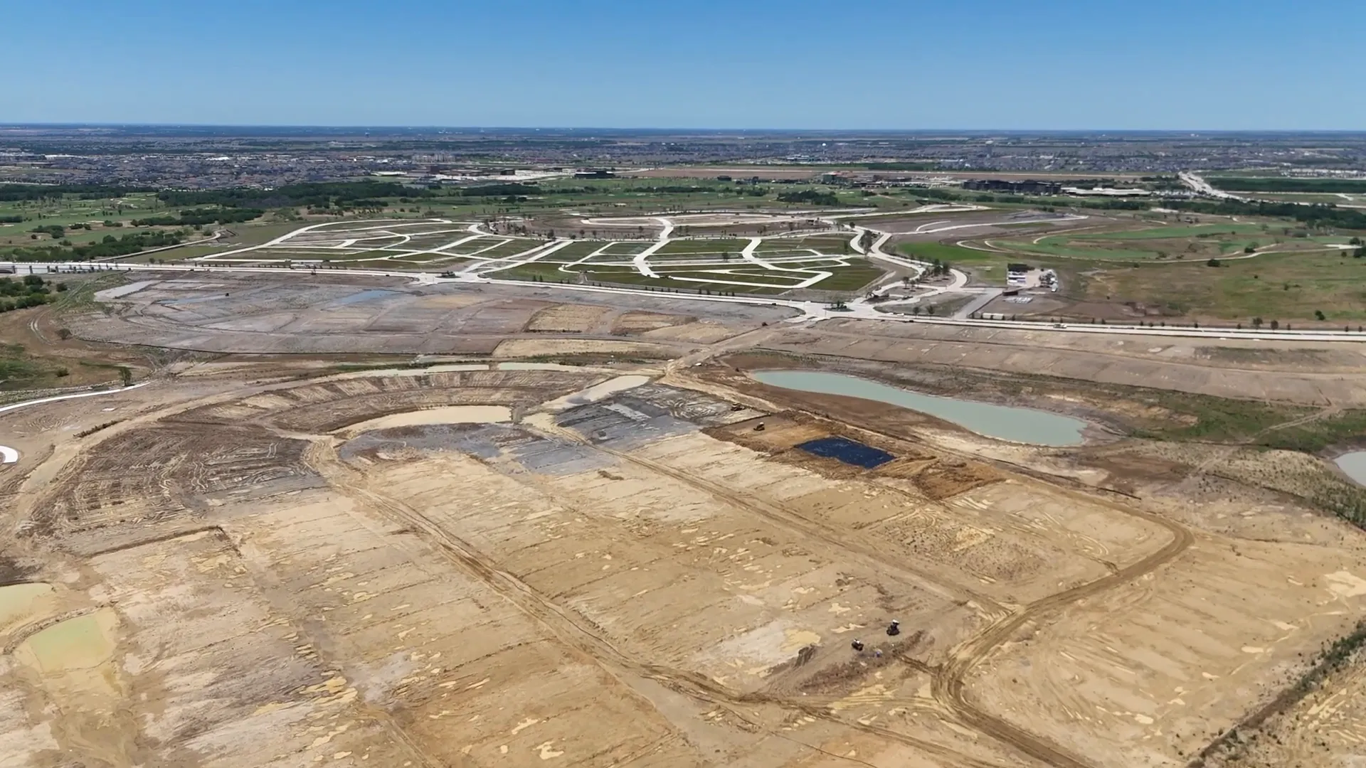 Aerial view showcasing the vast 2500-acre Fields of Frisco development
