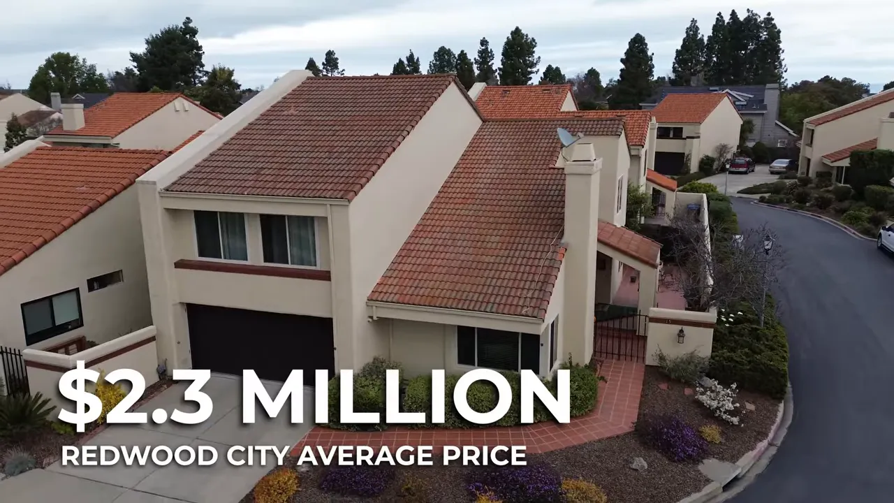 Aerial neighborhood view with 2.3 million average price graphic
