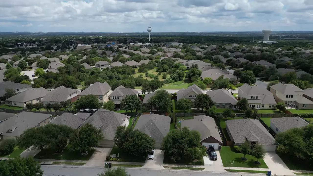 Aerial view of Mayfield Ranch homes
