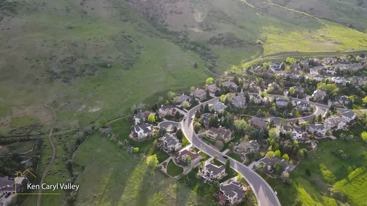 Aerial view of Ken Caryl Valley neighborhood in the Denver foothills