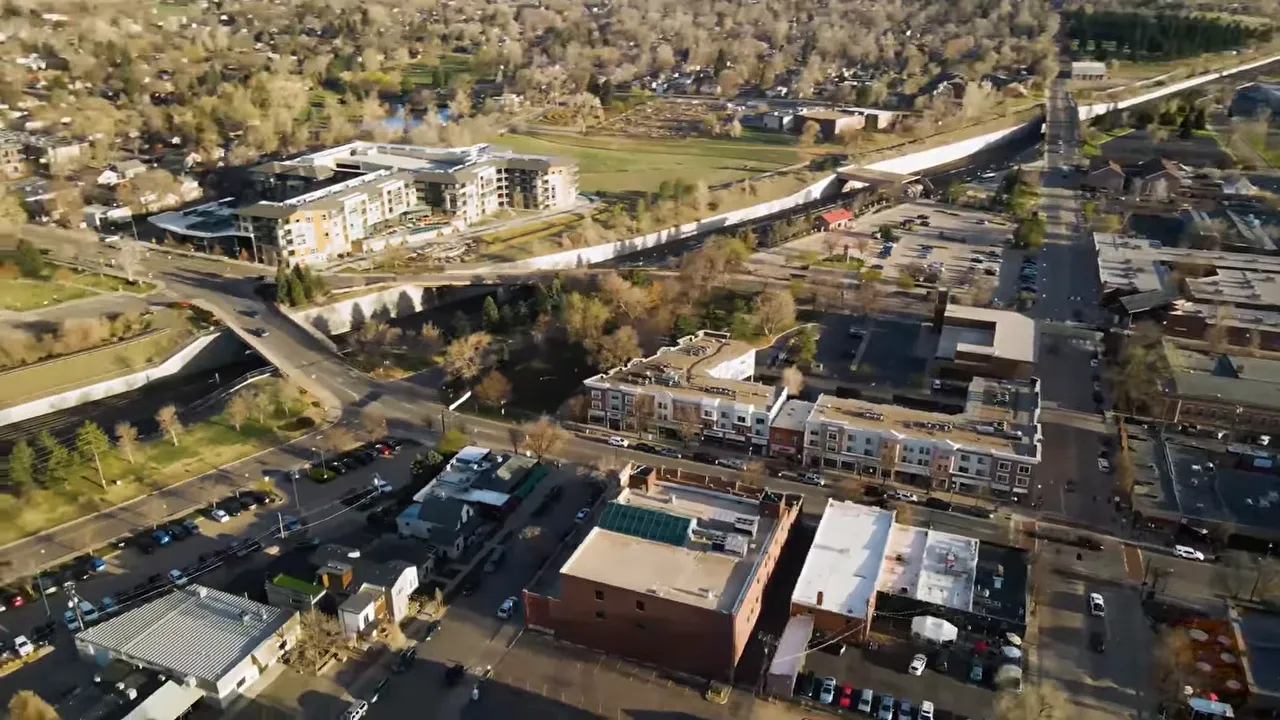 Aerial view of Littleton Colorado neighborhood and streets
