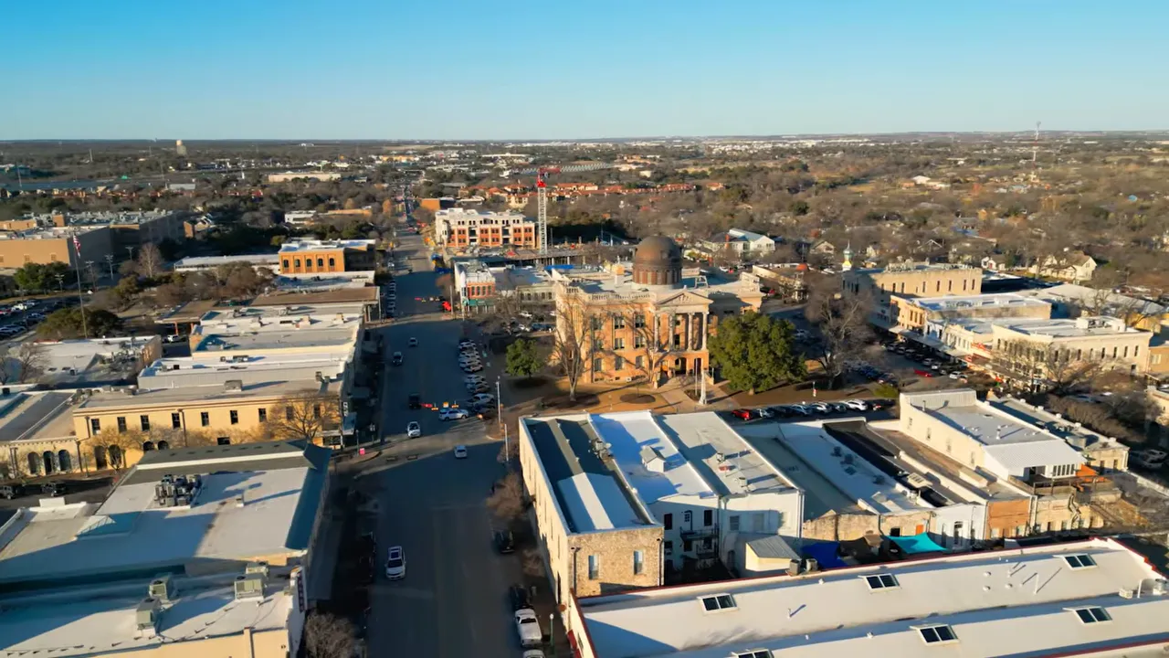 Aerial view of downtown Georgetown square