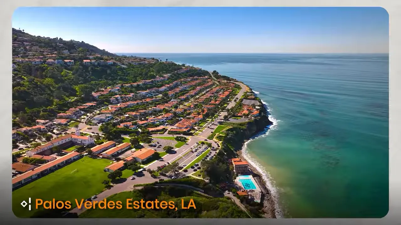 Aerial view of Palos Verdes Estates coastline and homes