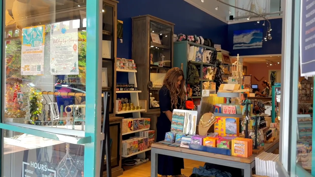 Inside a Kailua shop with souvenirs and gifts displayed in an inviting storefront