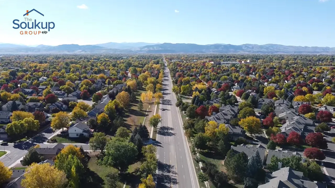 aerial view of a road in Fort Collins