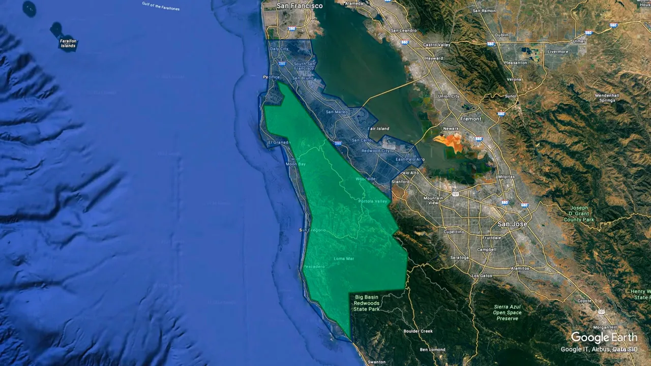 Map of San Mateo County