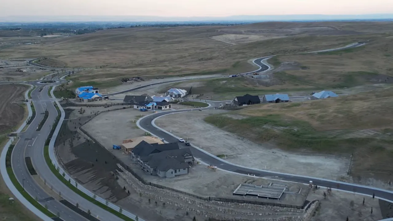 Aerial view of a master planned community neighborhood layout in Eagle Idaho