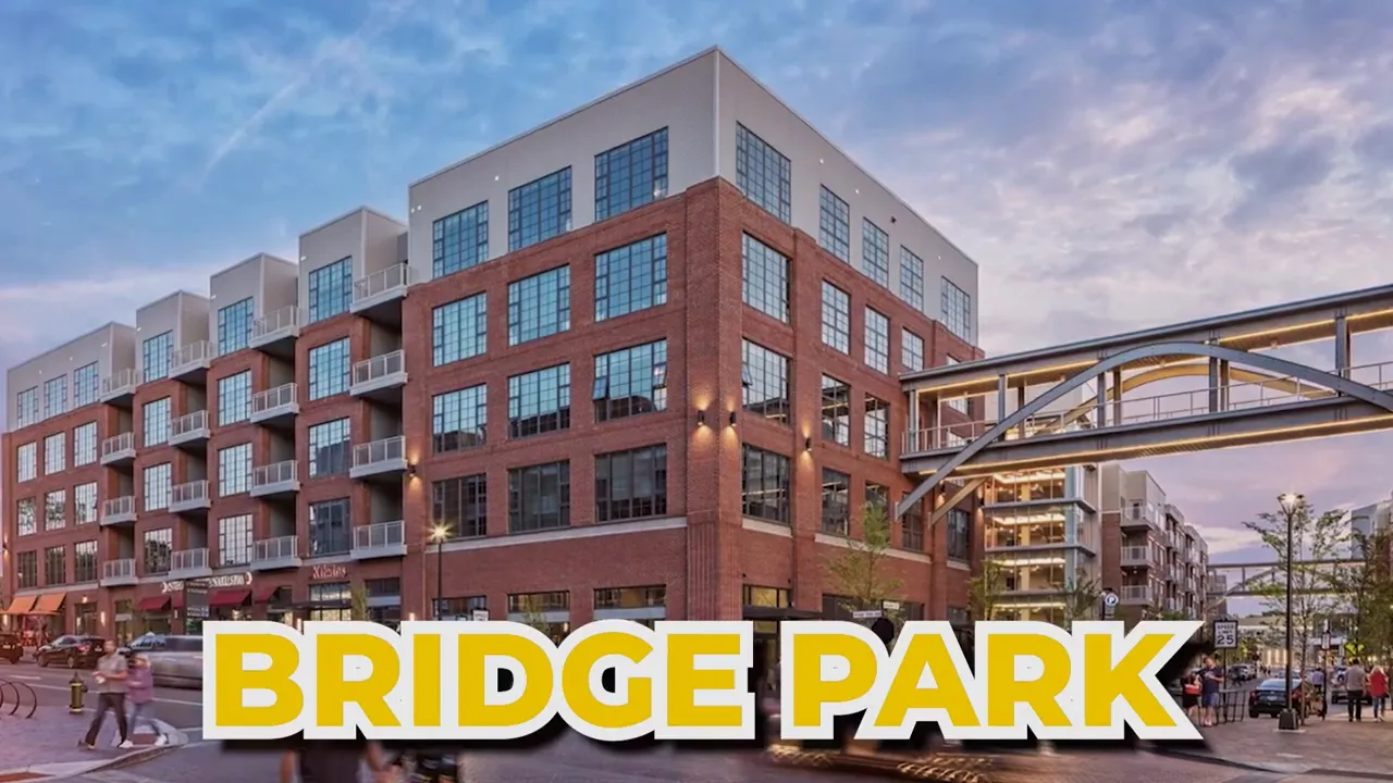 Bridge Park in Dublin apartment and retail buildings exterior with signage