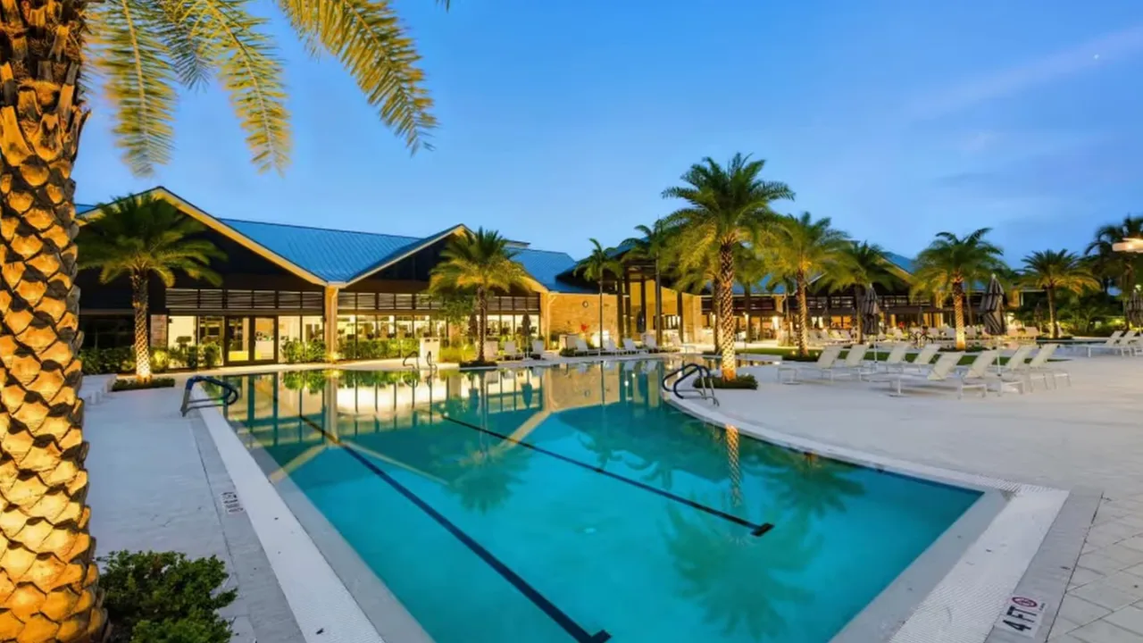 resort pool and overhead view of the pointe amenity center
