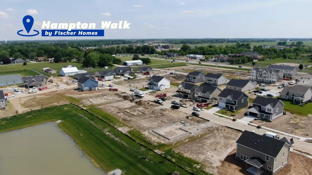 Aerial view of a construction neighborhood