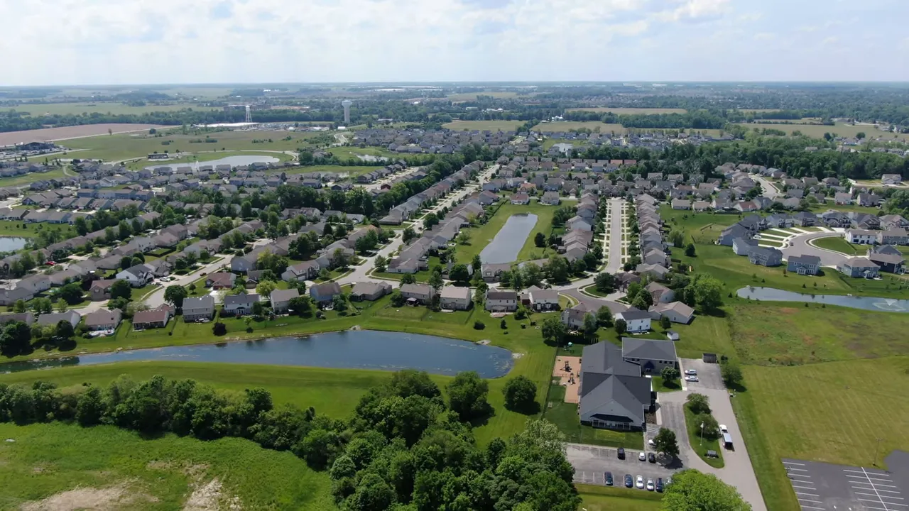 Aerial view of a large McCordsville neighborhood