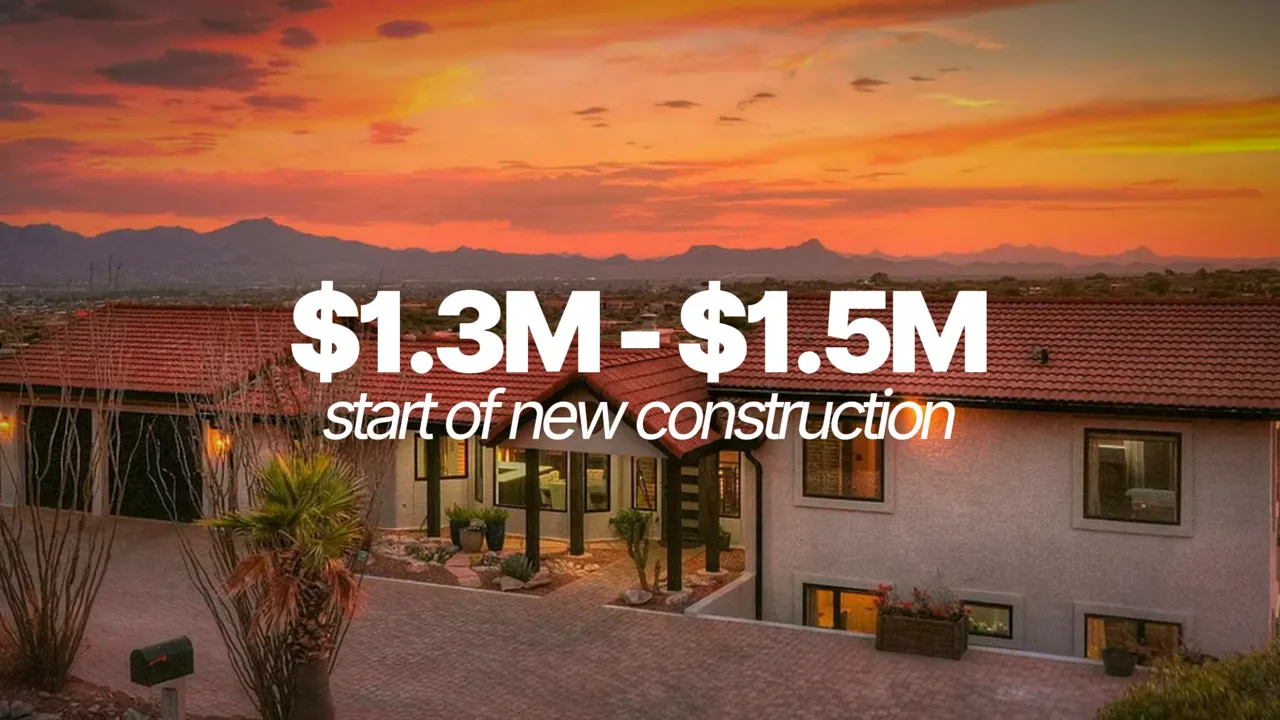 Text reading 1.3 million to 1.5 million over a contemporary Foothills home at sunset