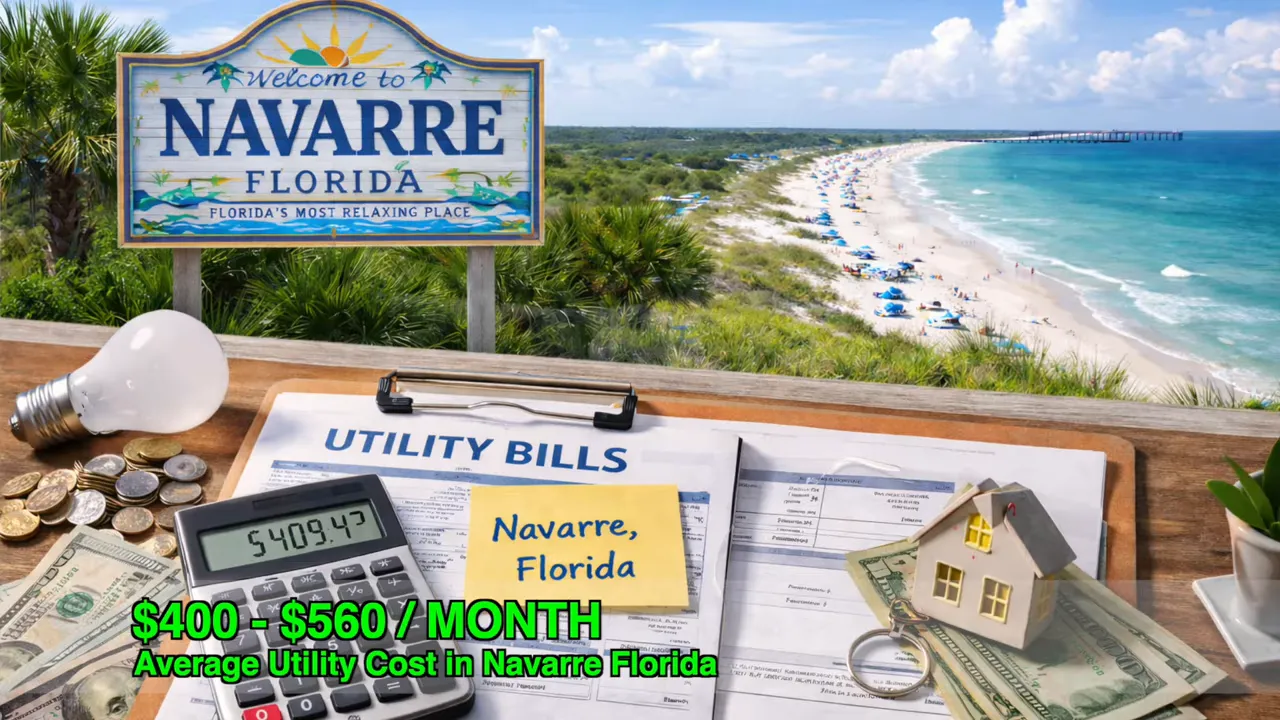 Average utility bills in Navarre, Florida showing $400 to $560 per month