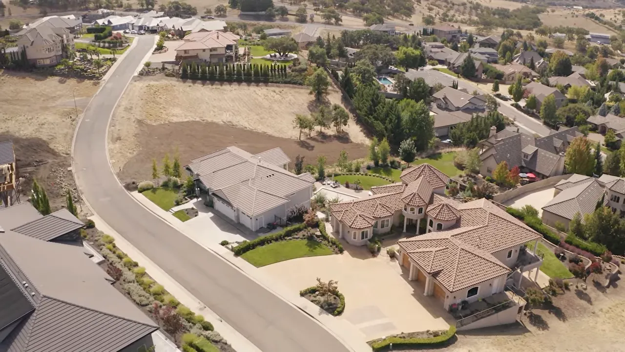 Aerial view of homes and lots in East Medford, Southern Oregon
