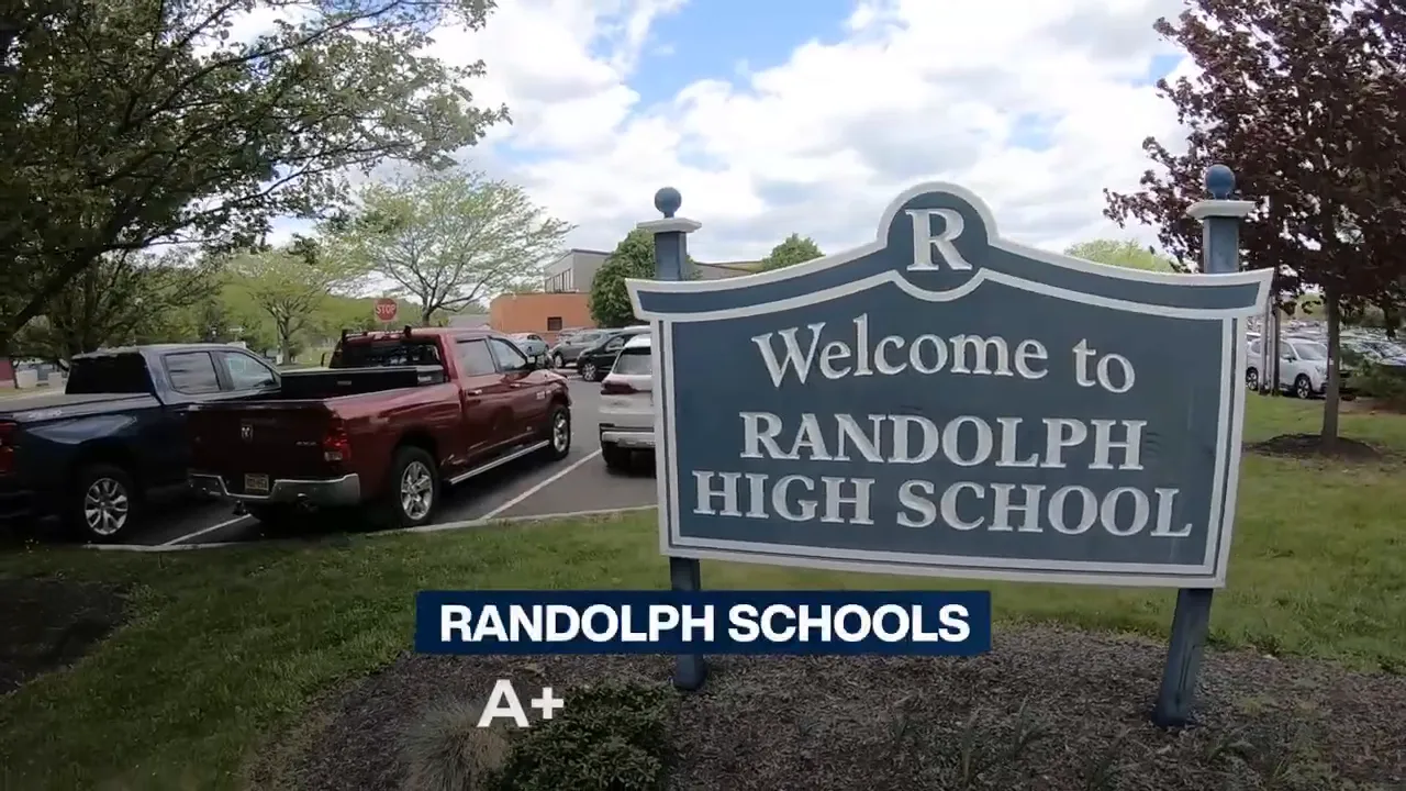 Sign welcoming students to Randolph High School in Randolph New Jersey