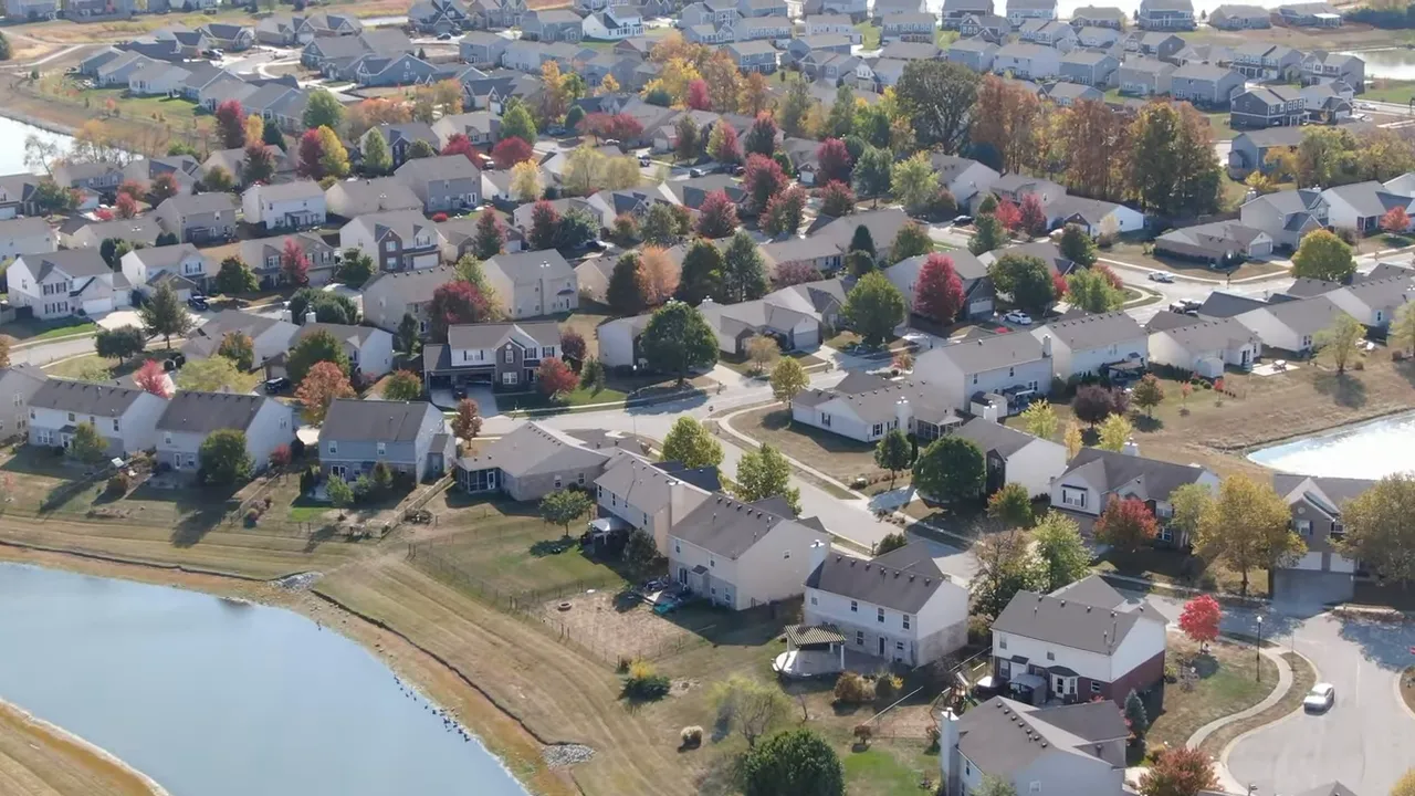 Aerial view of McCordsville Indiana neighborhoods