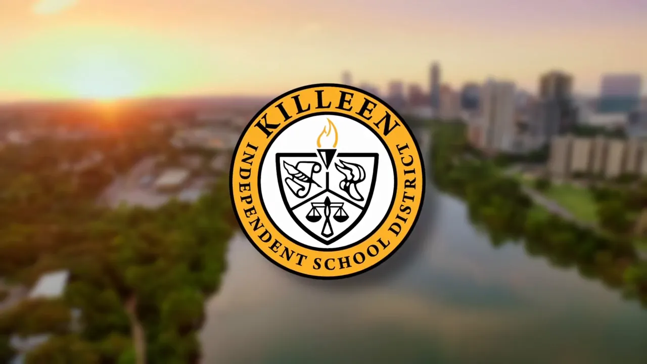 Killeen Independent School District (ISD) logo over a Central Texas neighborhood backdrop