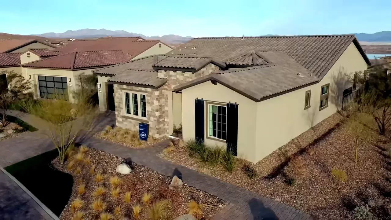 Aerial view of a 55 plus community clubhouse with pool and tennis courts