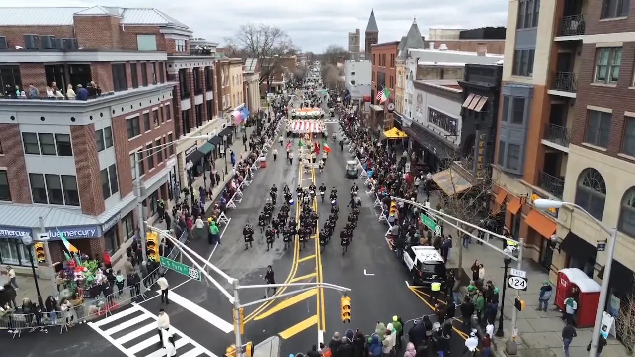 Crowd gathered in downtown Morristown, New Jersey during an event