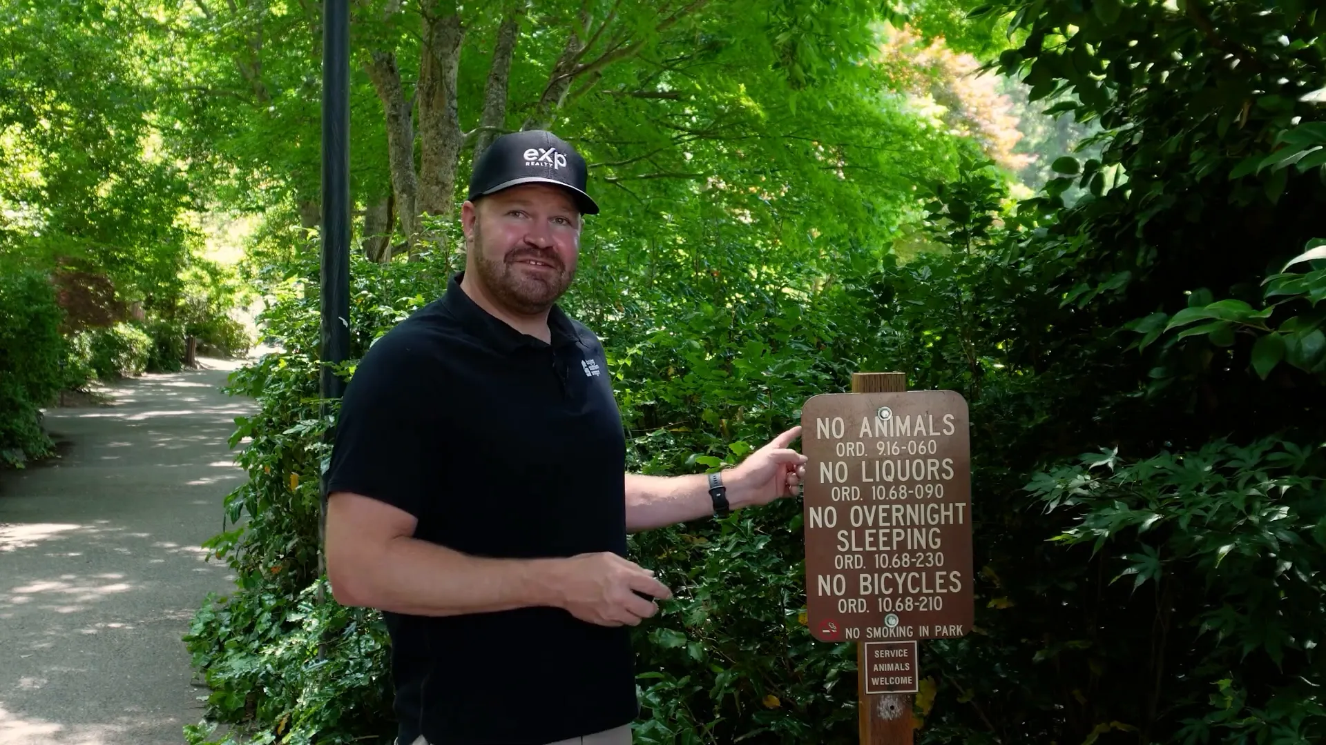 Sign in Lithia Park outlining park rules and restrictions