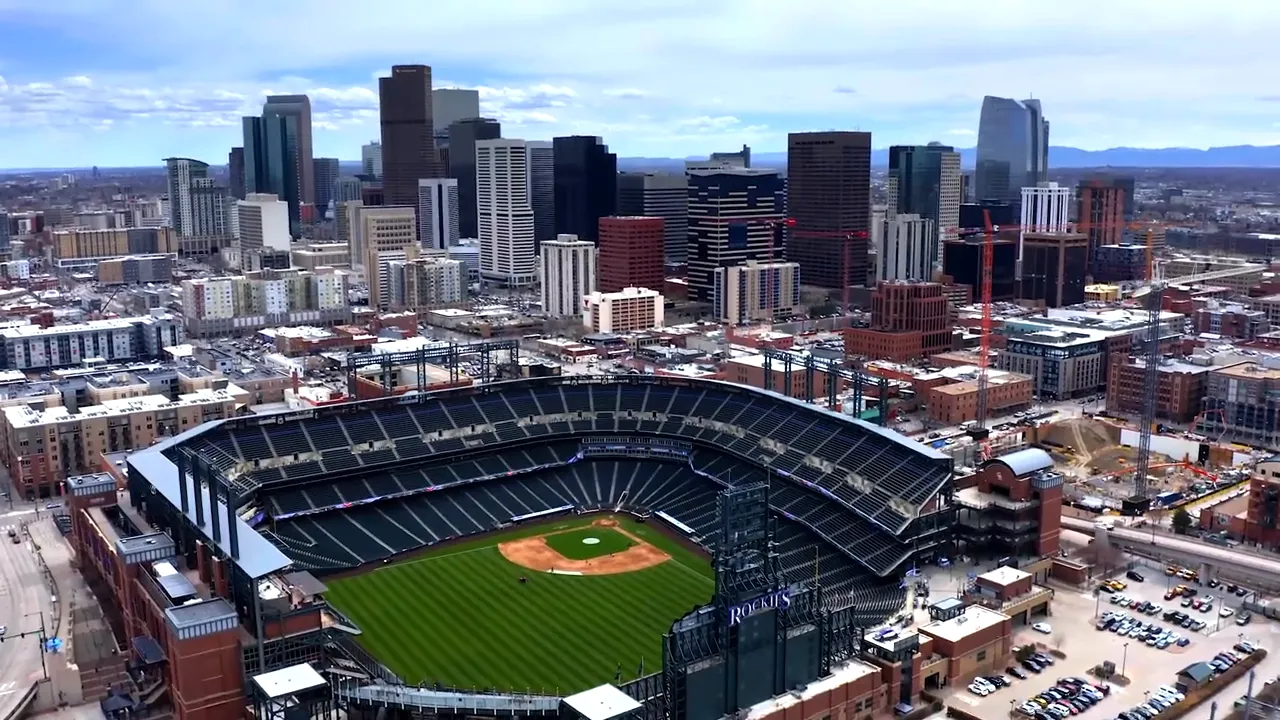 Coors Field in Denver Colorado viewed from above