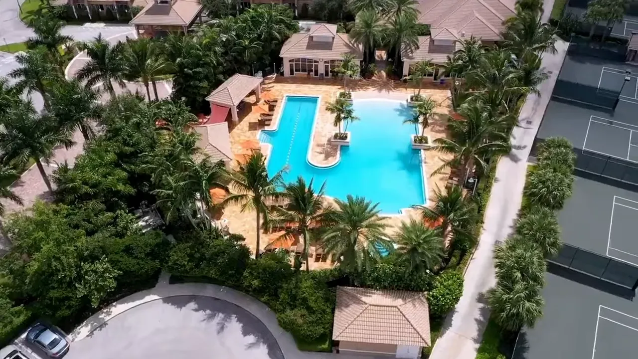 Clubhouse dining area with tables set for event