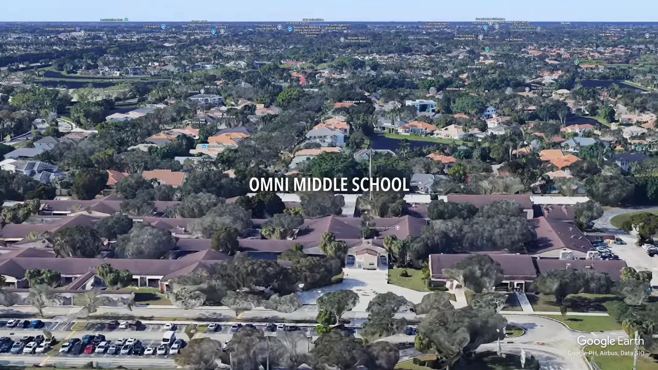 School bus on residential street near Bocaire