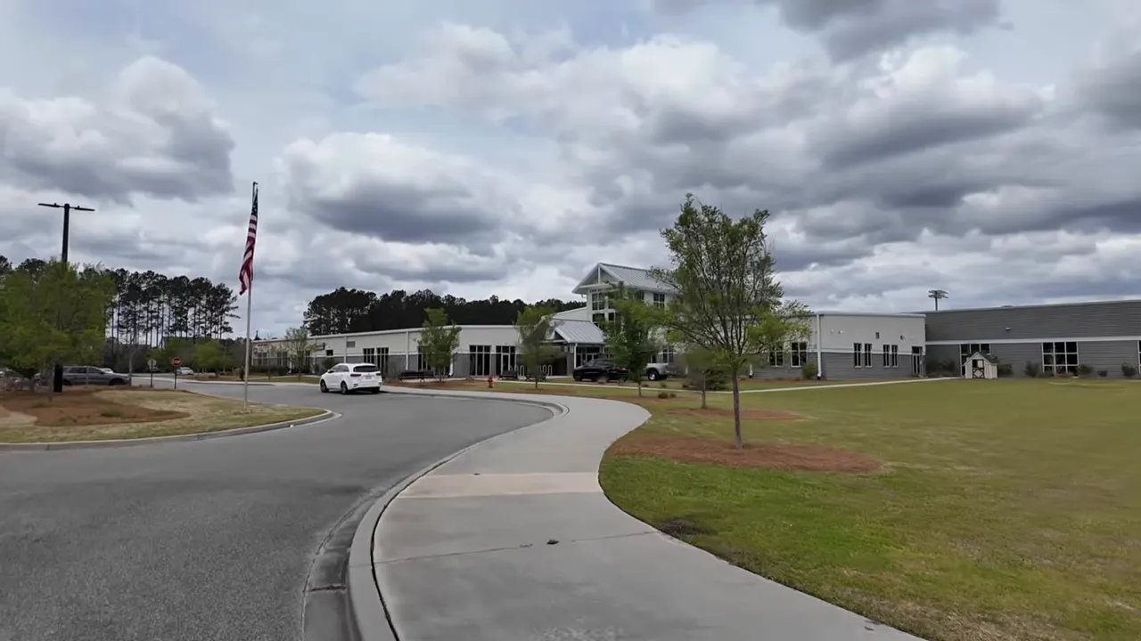 Community buildings and curved road in Summerville SC