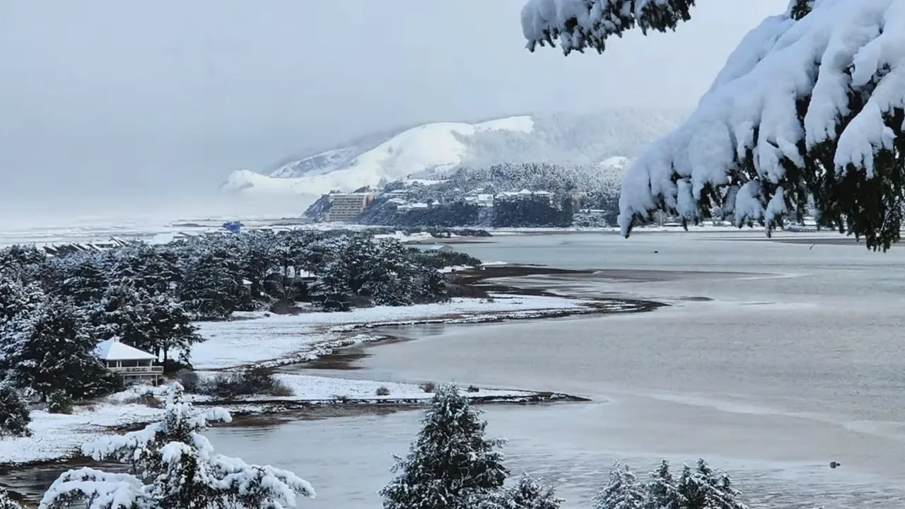 Snow covered Oregon Coast