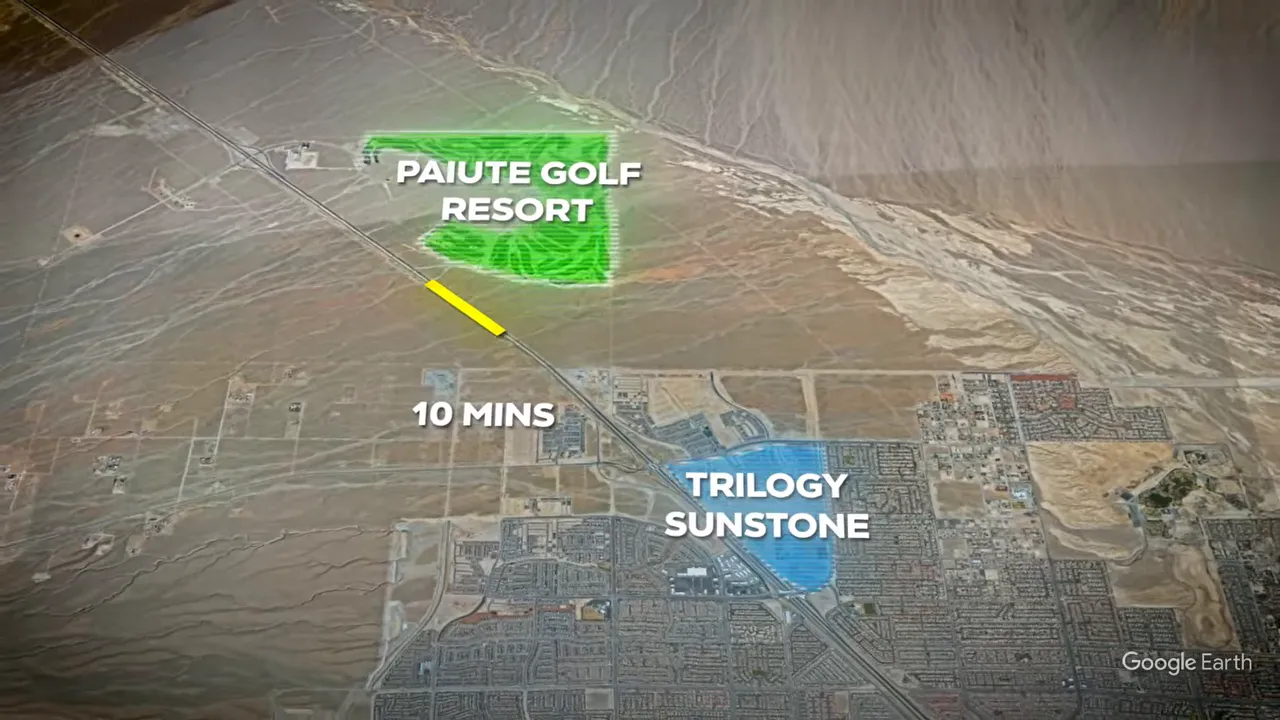 Map showing Paiute Golf Resort about 10 minutes from Trilogy Sunstone in Las Vegas
