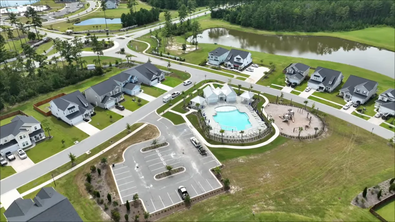 Aerial view showing different subsections and varying amenity centers