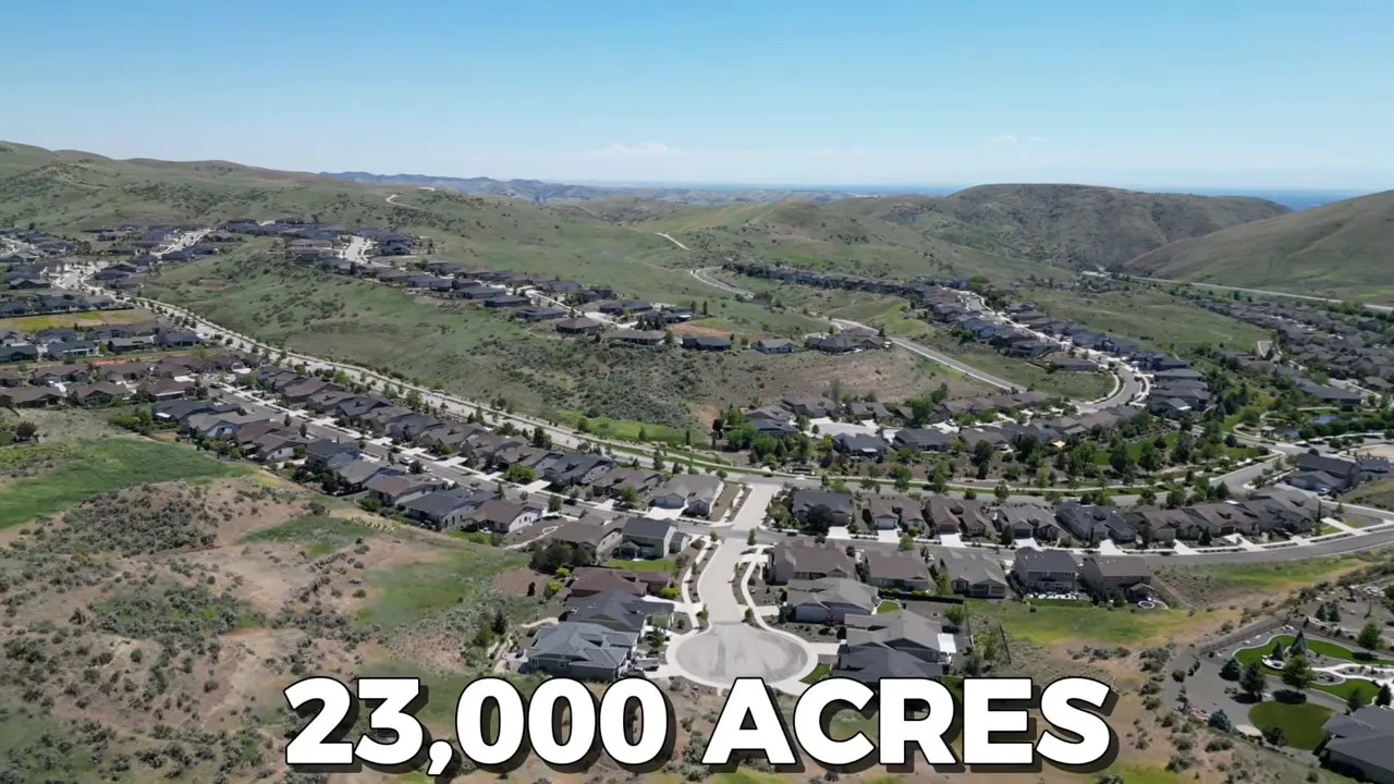Aerial view of Avimor neighborhood across the foothills