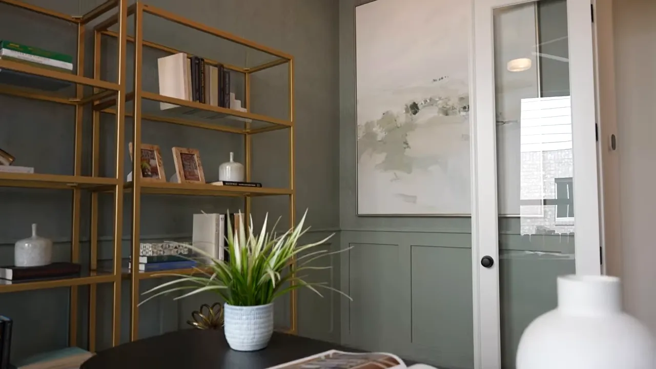 Built-in shelving and desk area in a Parkside On The River study or office