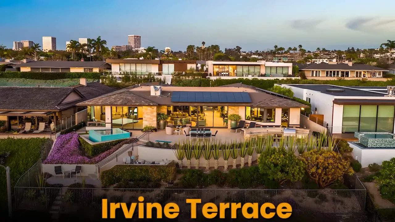 Aerial view of a luxury home in Irvine Terrace, Corona del Mar